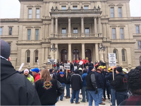 Union rally at the Michigan State Capitol