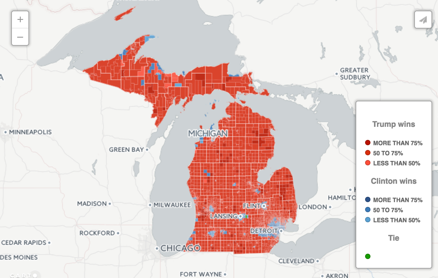 Michigan County Political Map
