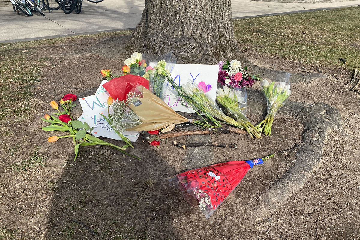 flowers placed at michigan state's campus