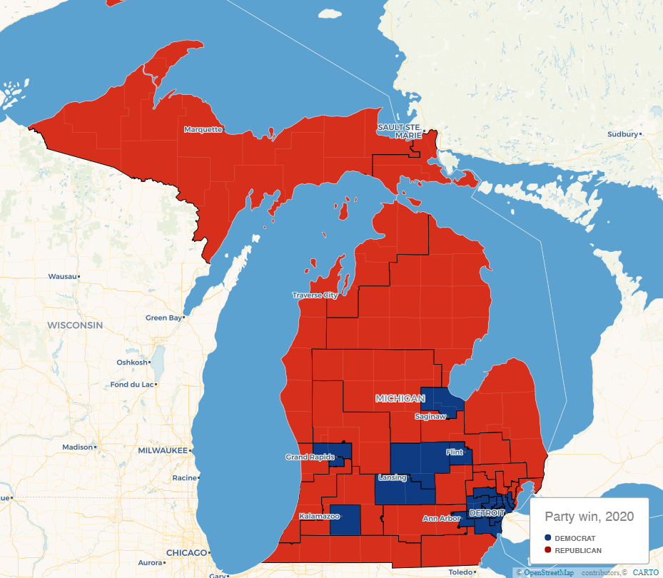 Political Map Of Michigan