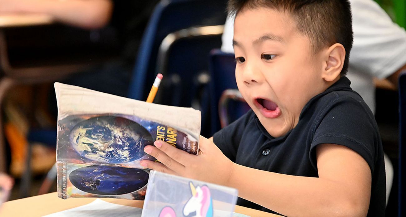 student reading