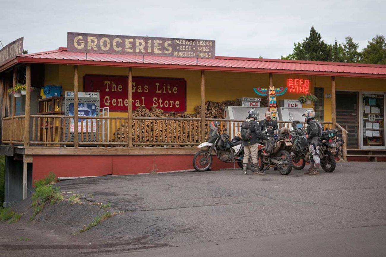 Dirt bikers stop for supplies at Copper Harbor’s general store