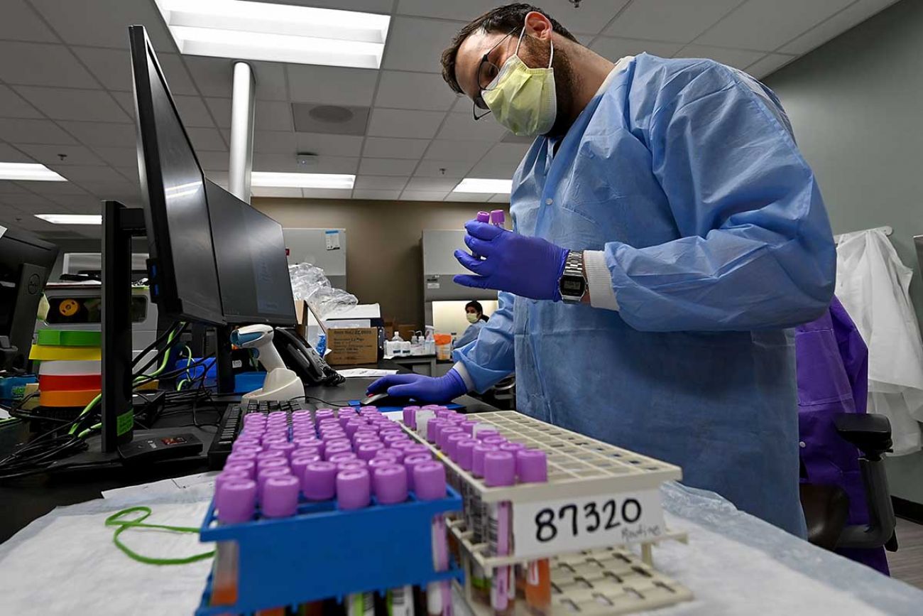 Matt Vogel sorts through test samples