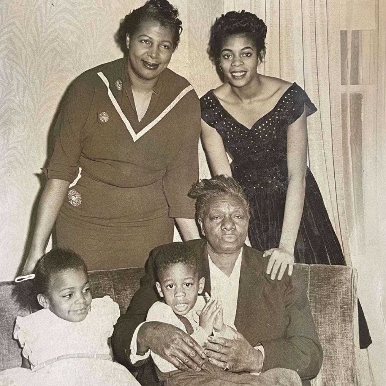 Burniece Avery, top left, with her daughter, Teri Thornton; mother, Elizabeth Crews; and grandchildren, Rose and Kenneth, in 1956.