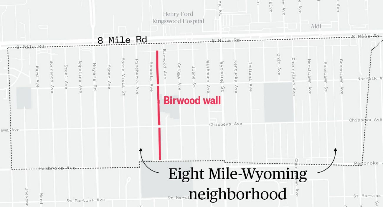 It slices through the Eight-Mile Wyoming neighborhood, just below Eight Mile Road, Detroit’s storied northern border.