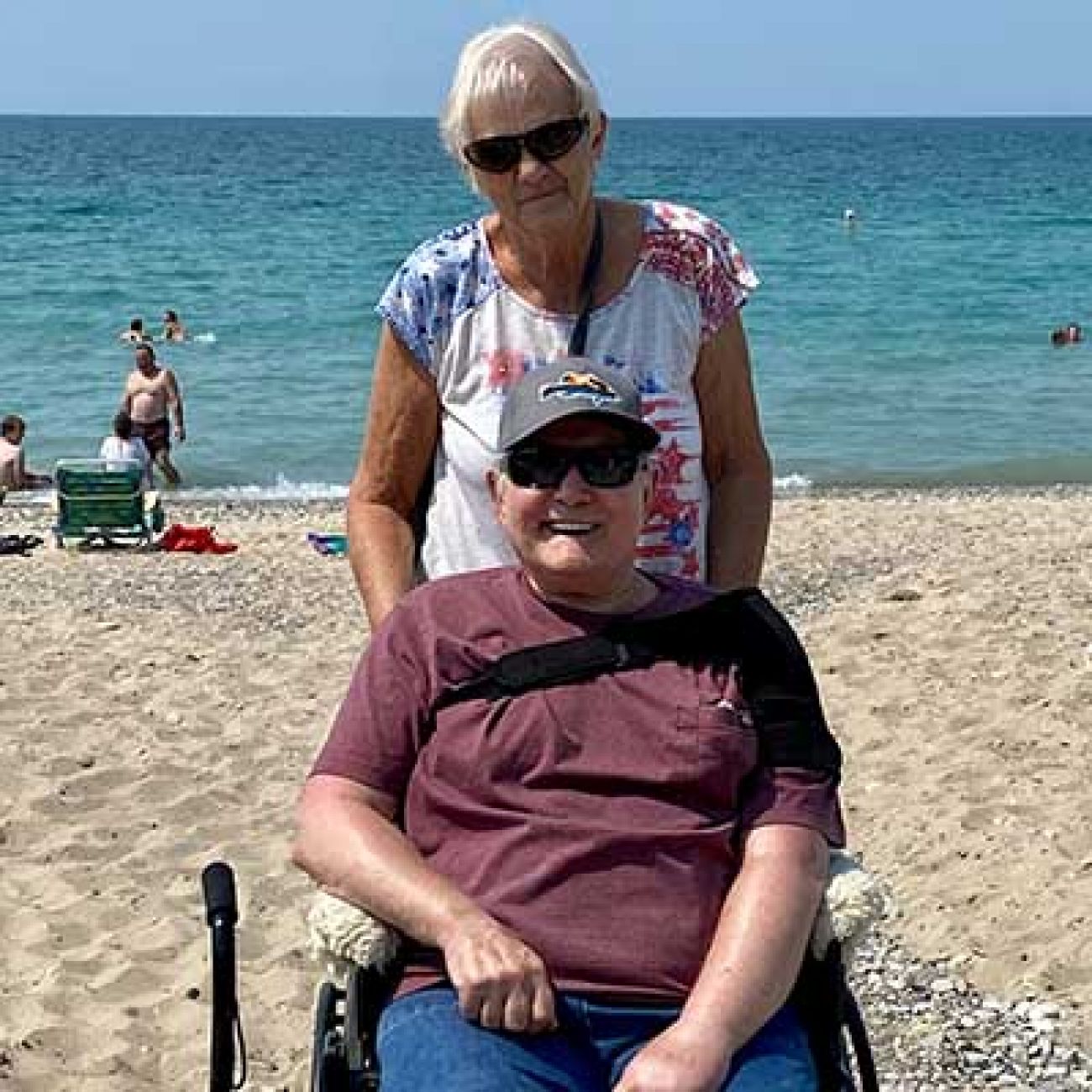 Joanne Hickman with her husband on the beach