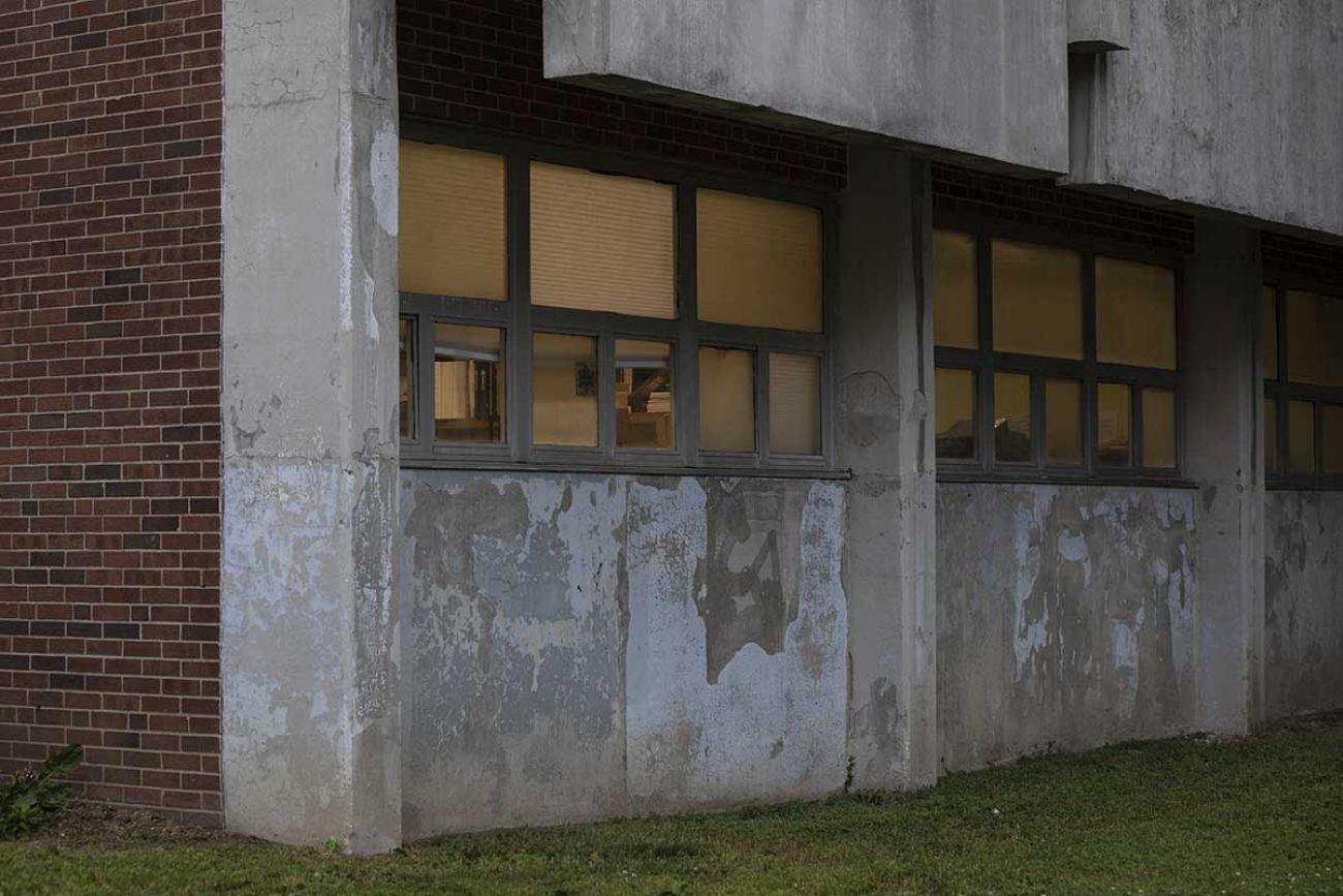 chipped concrete walls