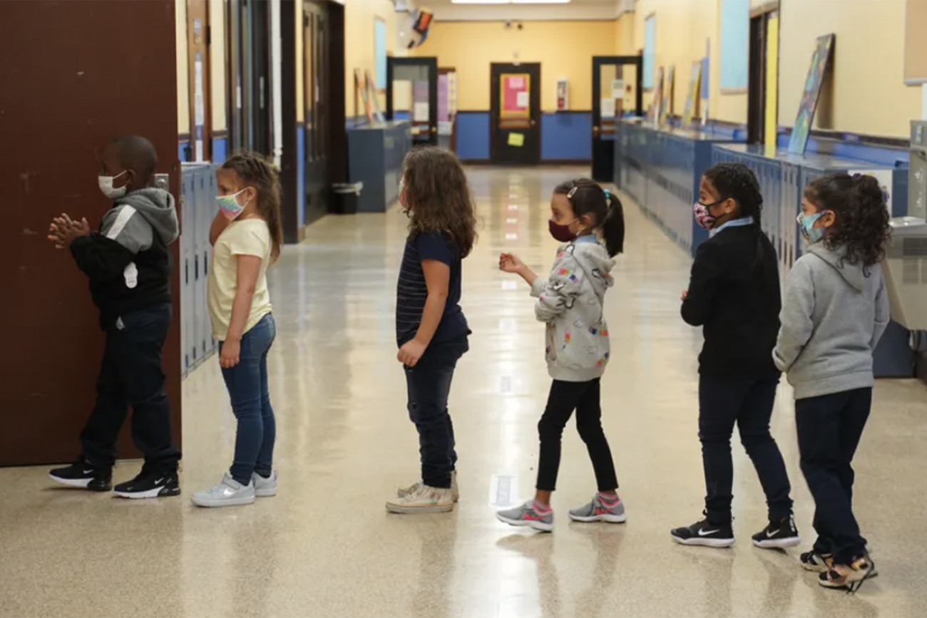 students in hallway