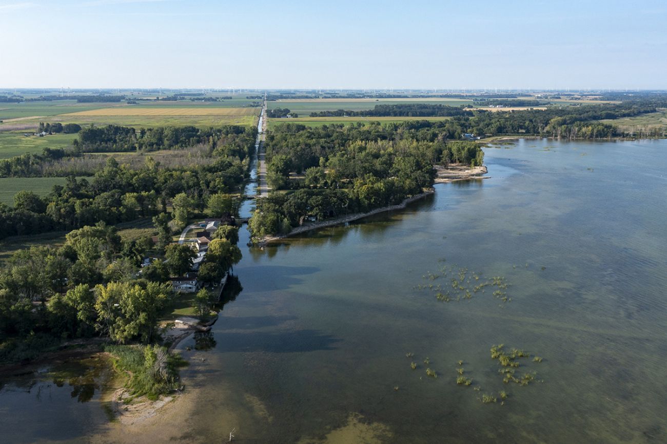 a photo of a canal taken from a bird eye's view