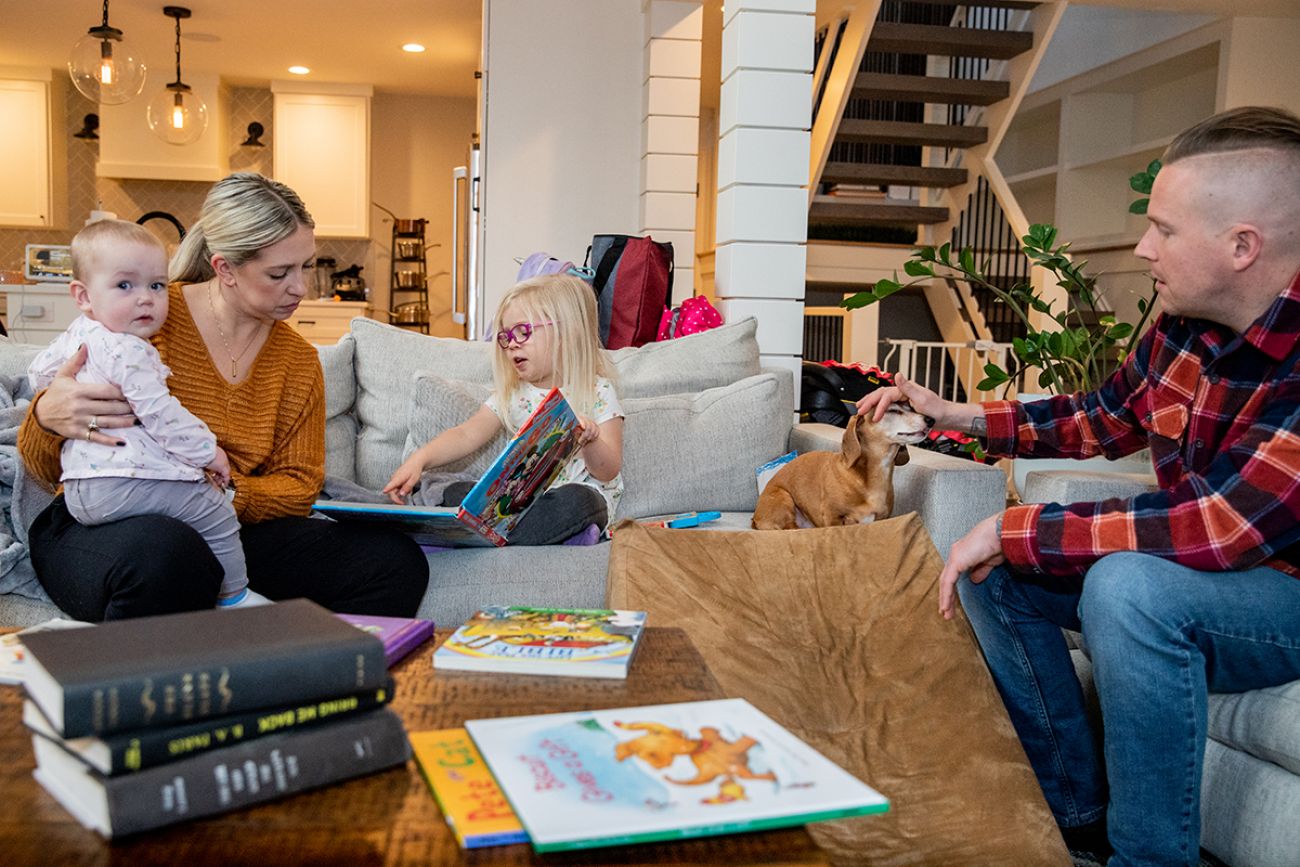 family in the living room