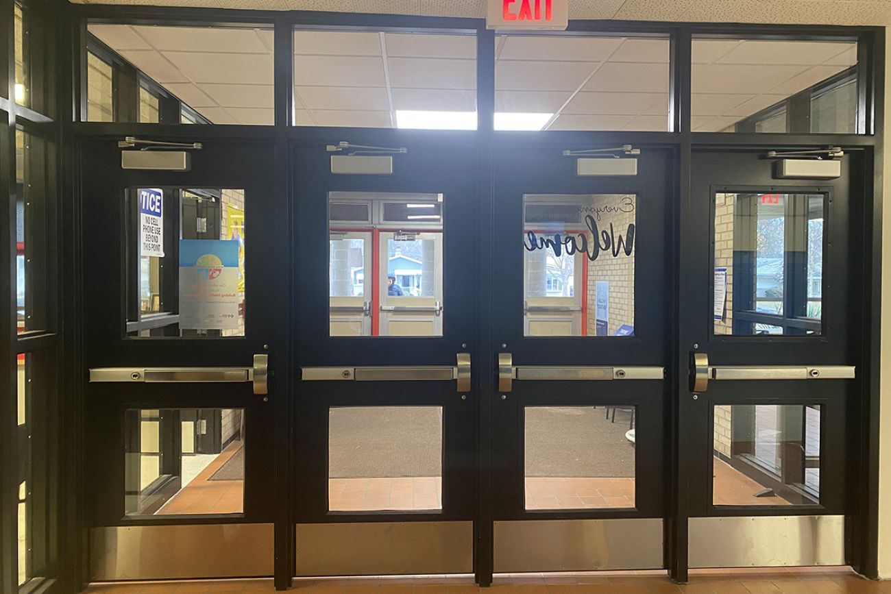 door into a school