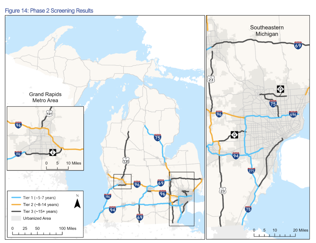 map of potential toll roads