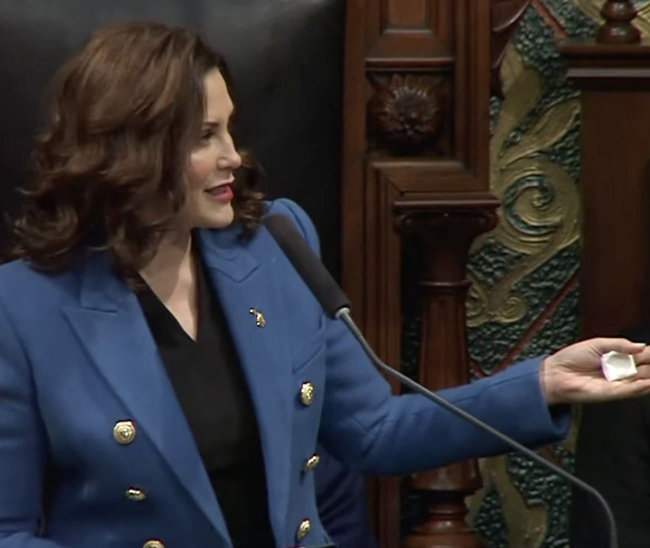 whitmer on microphone