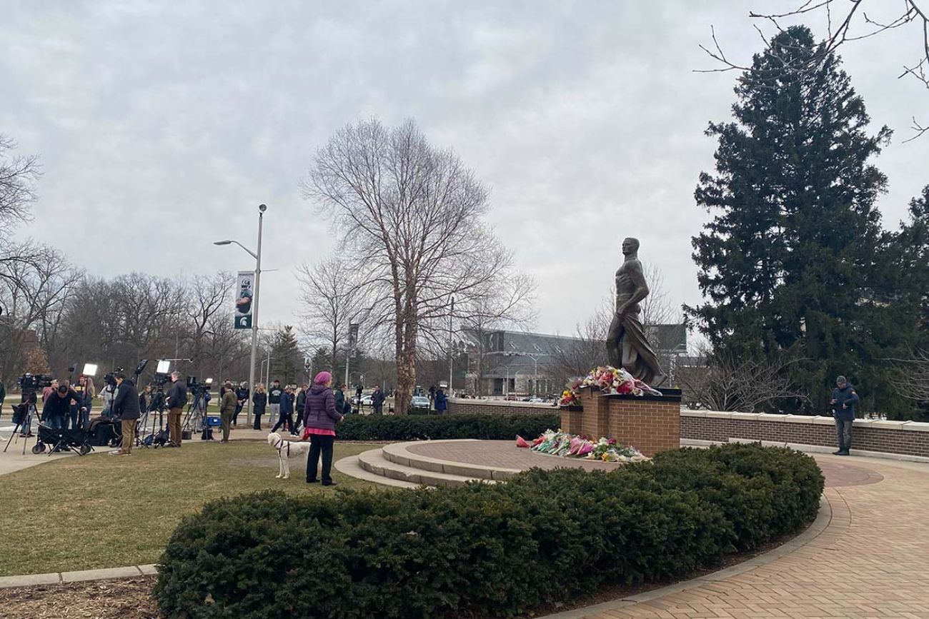 Mourners gathering at Michigan State University