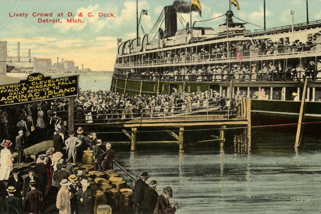historical drawing of ferry