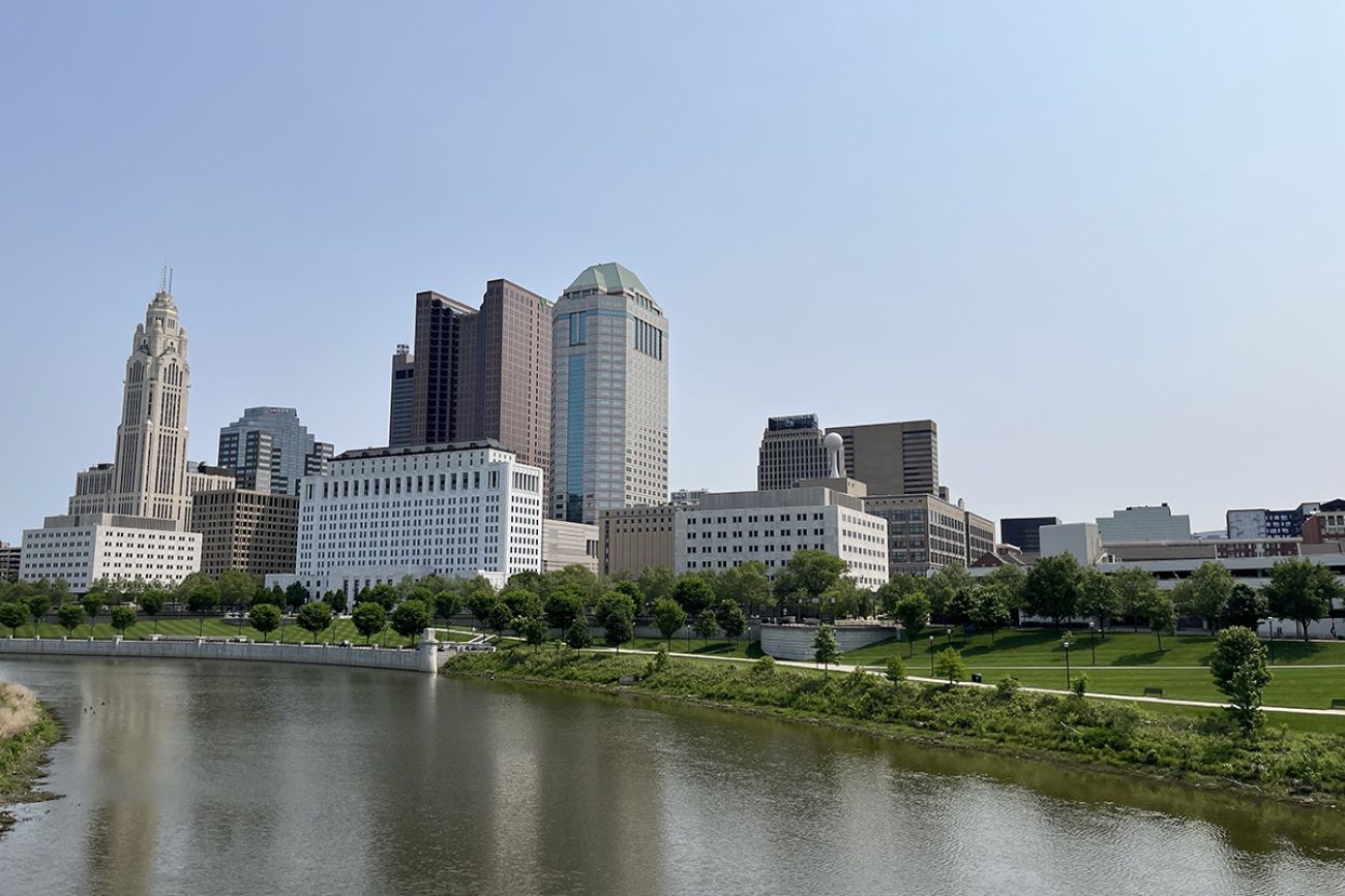 view of Columbus from the river
