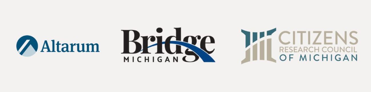 logos for Citizens Research Council of Michigan, Bridge Michigan and Altarum 