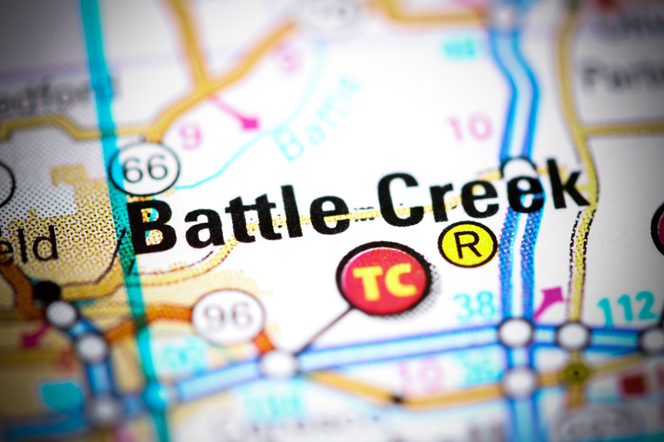 Battle Creek. Michigan. USA on a map