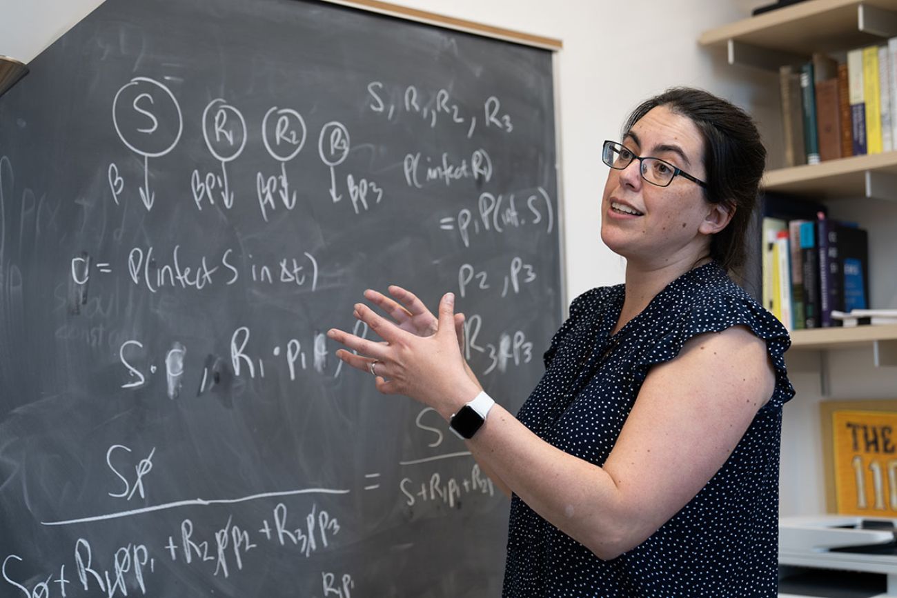 Marisa Eisenberg in front of chalkboard