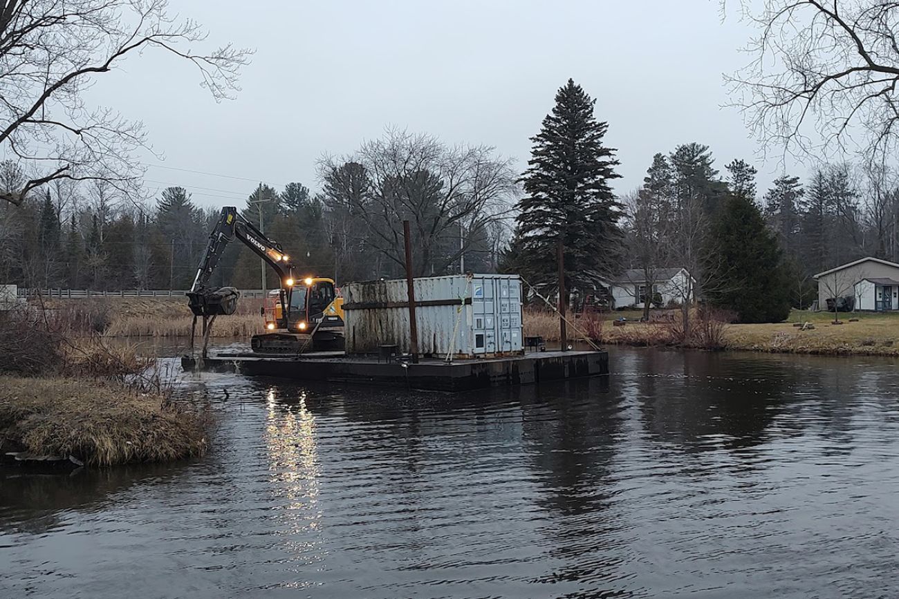 truck dredging Lake Shamrock