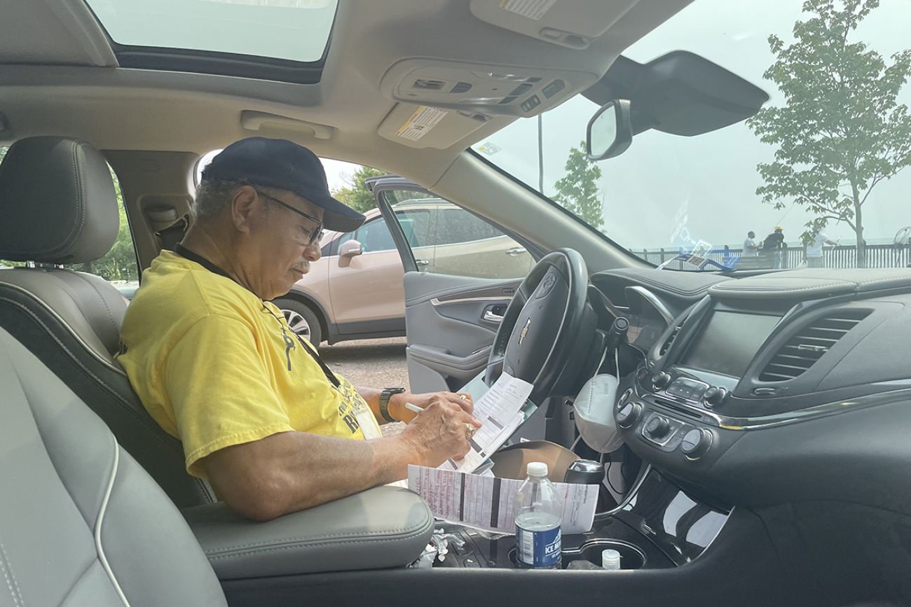 Jim Bridgforth in a car