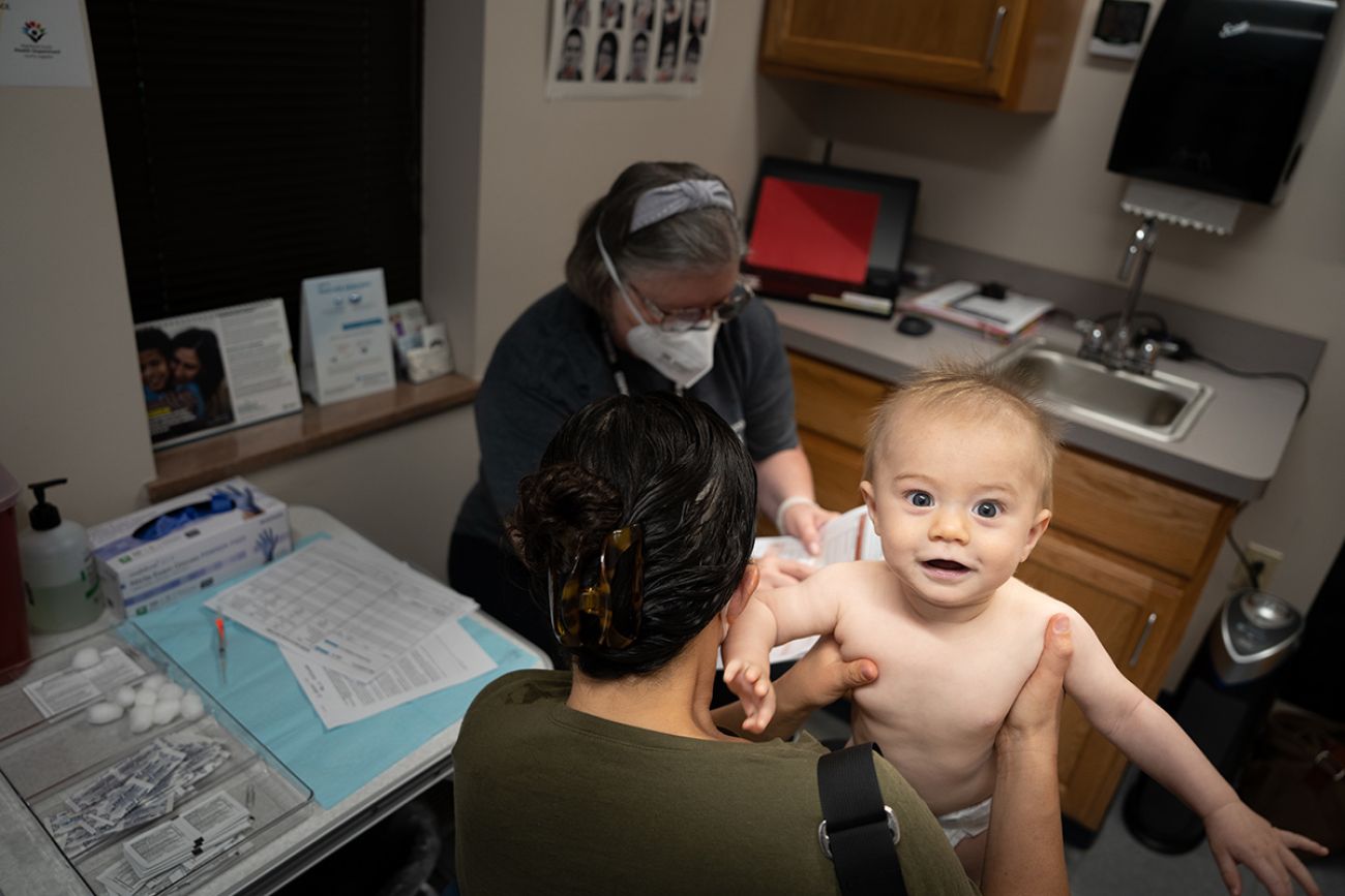 baby in doctor office