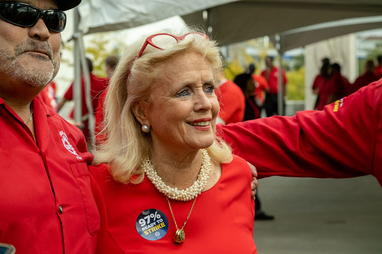 US Rep. Debbie Dingell wearing a red shirt