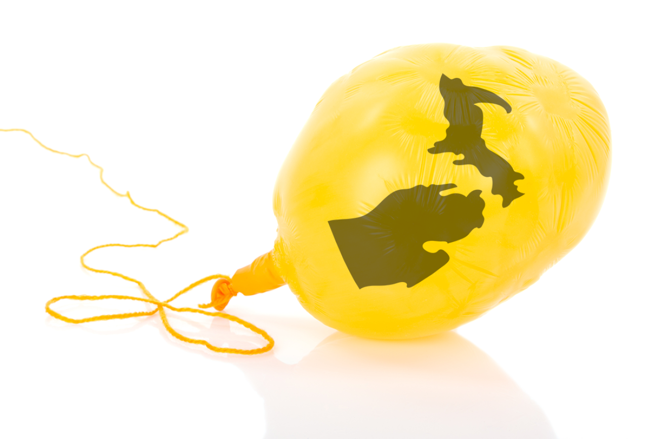 inflated ballon with a silhouette of Michigan