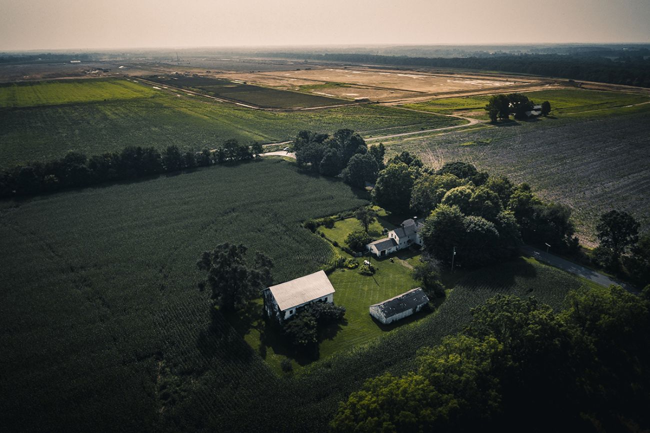 aerial view of farm