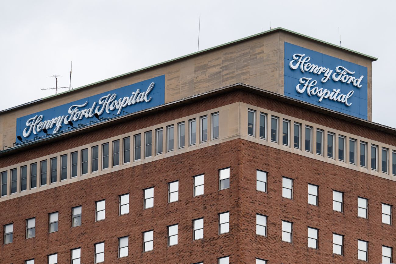 outside the Henry Ford Hospital