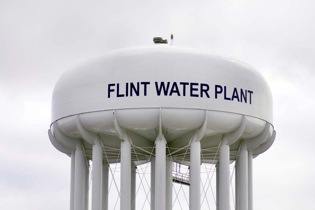 Water Tower At Flint Water Plant In Flint,