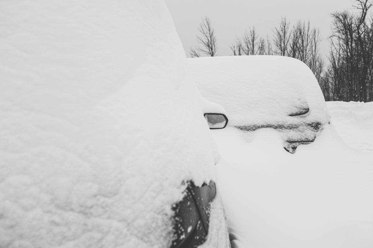snow covered cars 