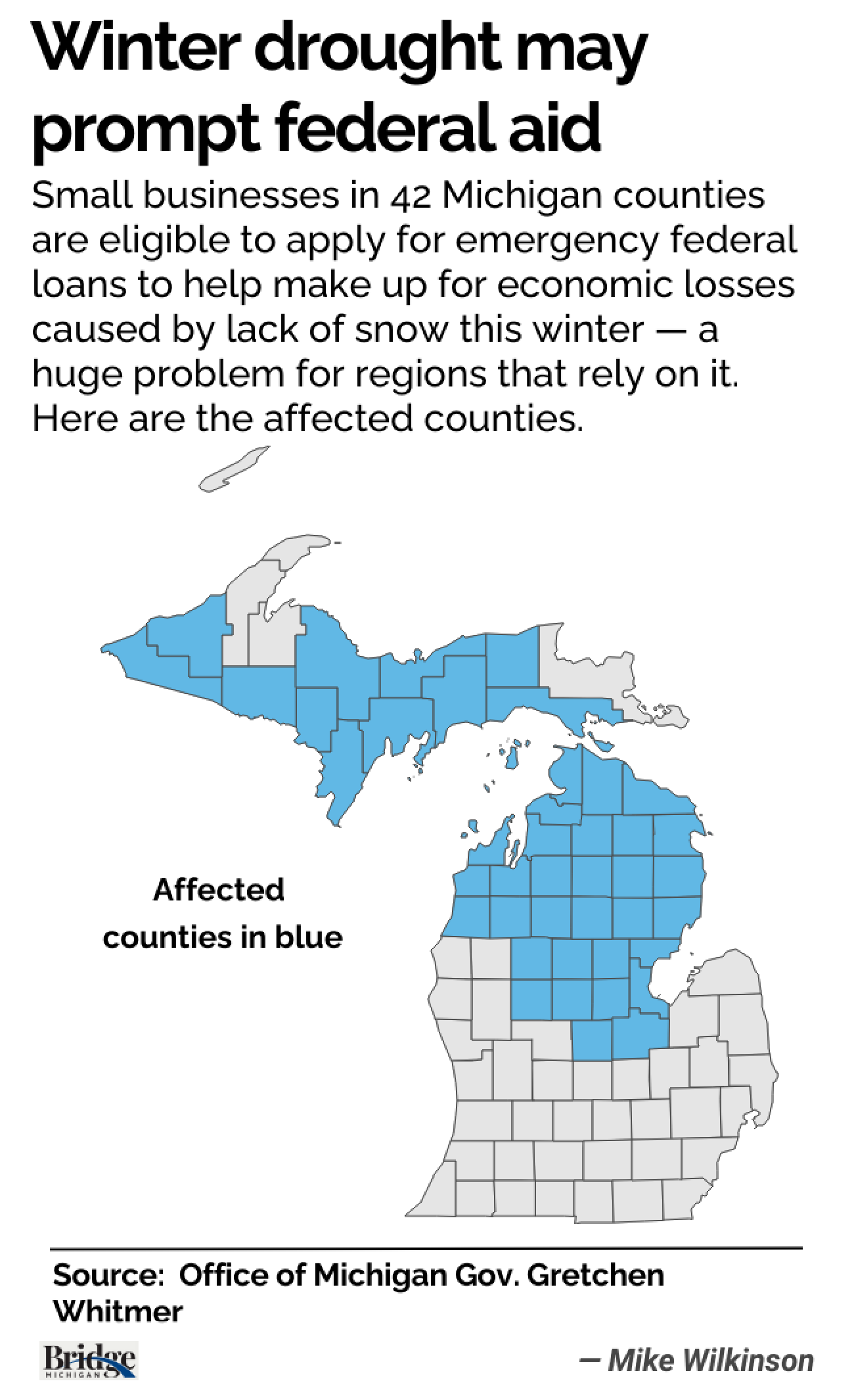 map about winter drought in Michigan
