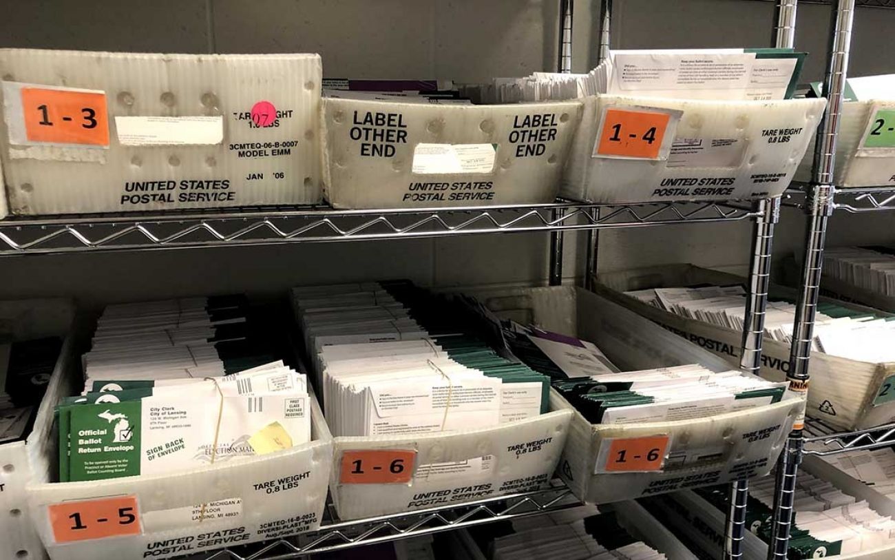 Absentee ballots on the shelves