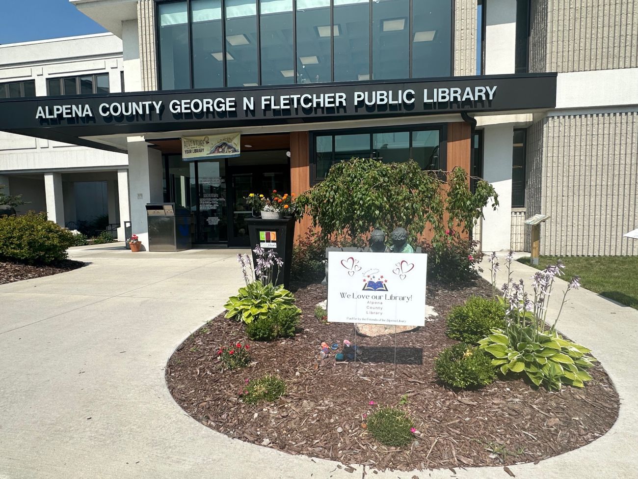 The outside view of the Alpena County George N. Fletcher Public Library