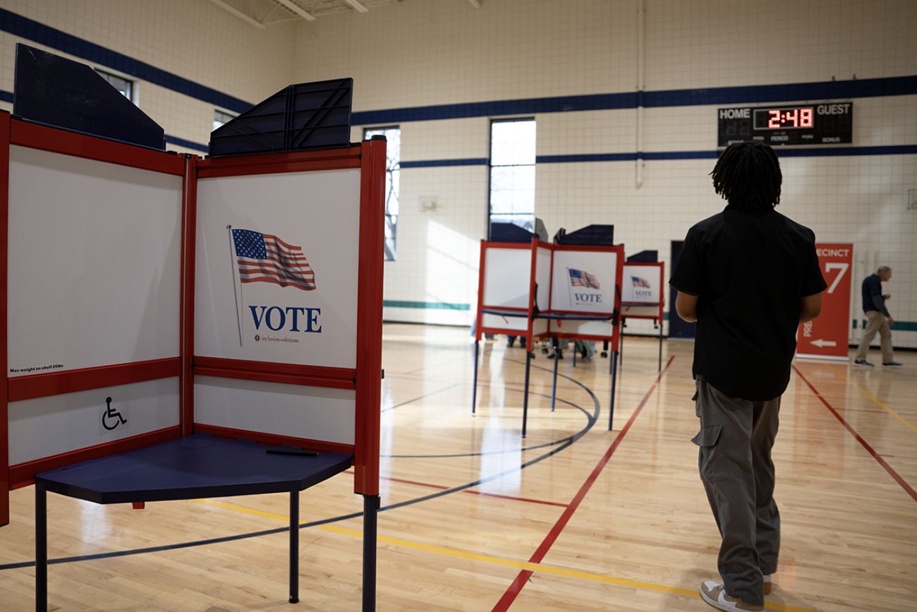 People waiting to vote