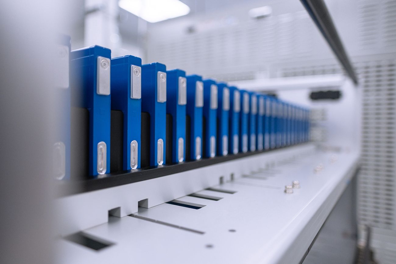 Blue prototype battery cells