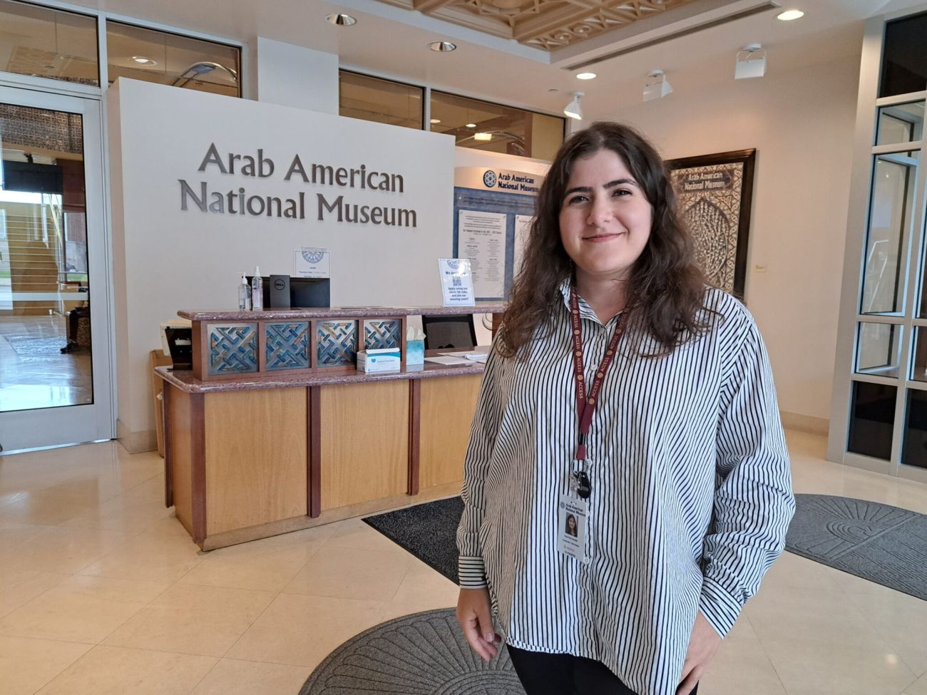 Shatha Najim inside the Arab American National Museum in Dearborn, Michigan.