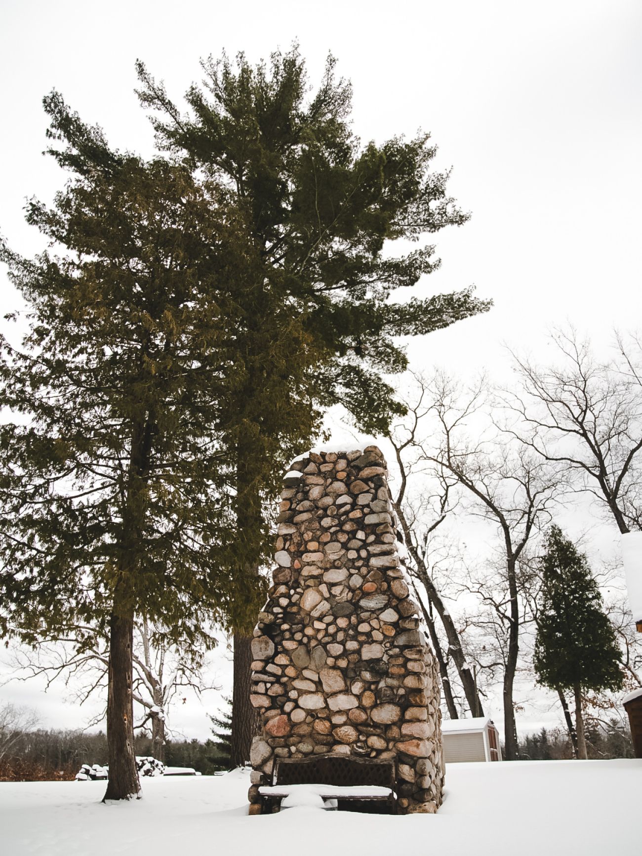 A standalone fireplace from the Royal Breeze Hotel clubhouse.