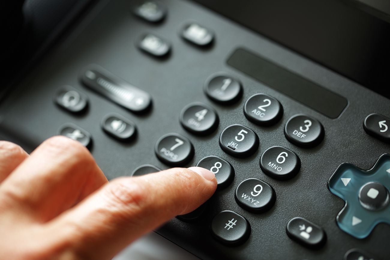 Black dialing telephone keypad