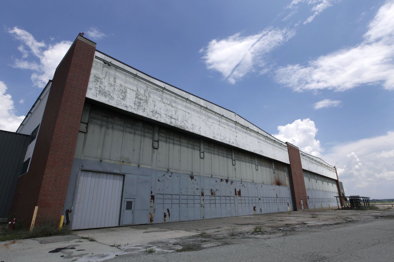 The outside view of the obsolete factory in Michigan.