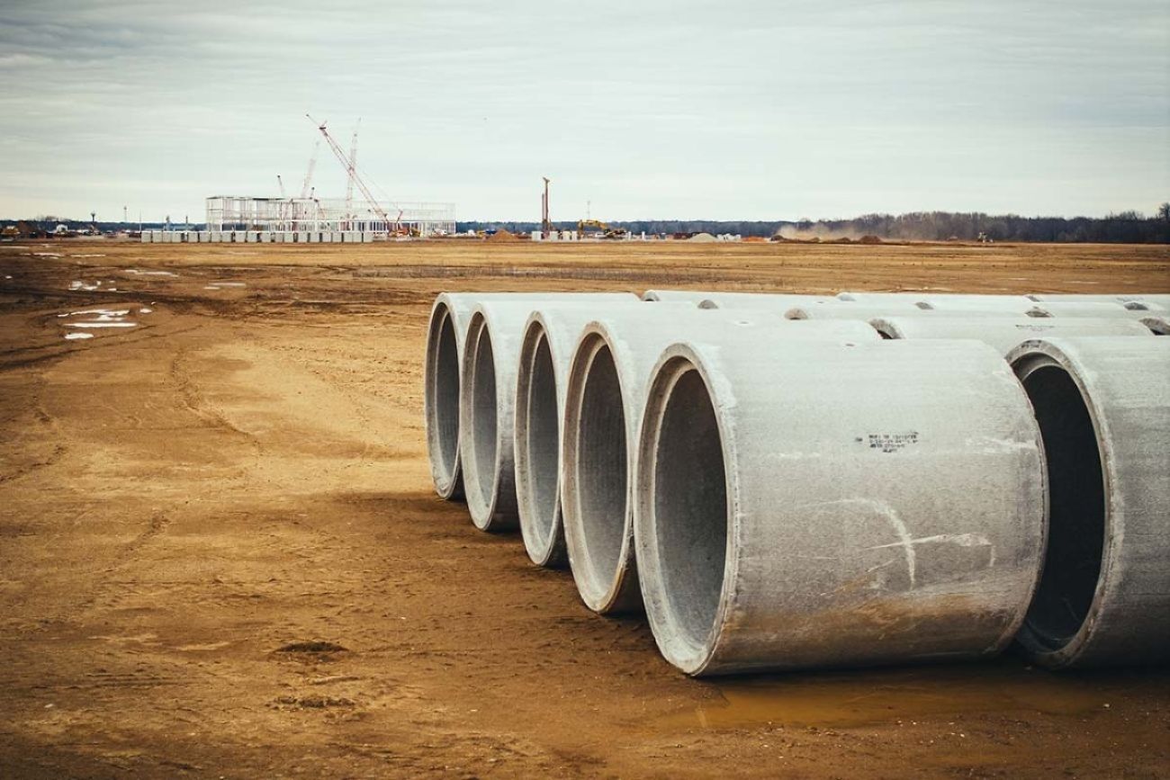 Pipes on dirt