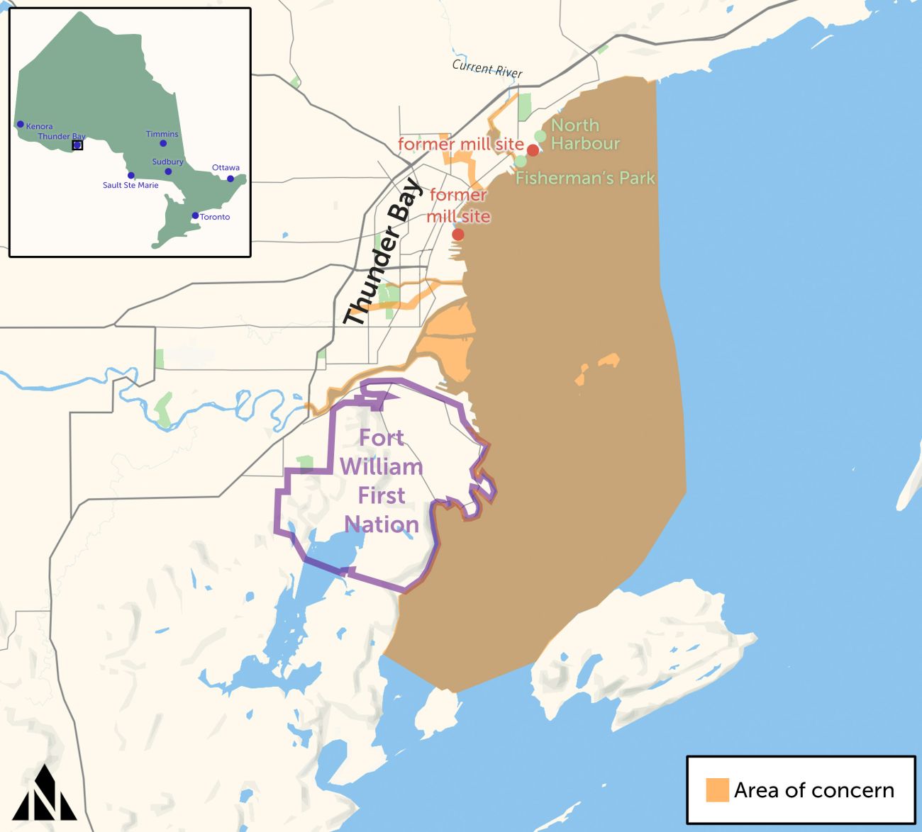 A map of Thunder Bay.