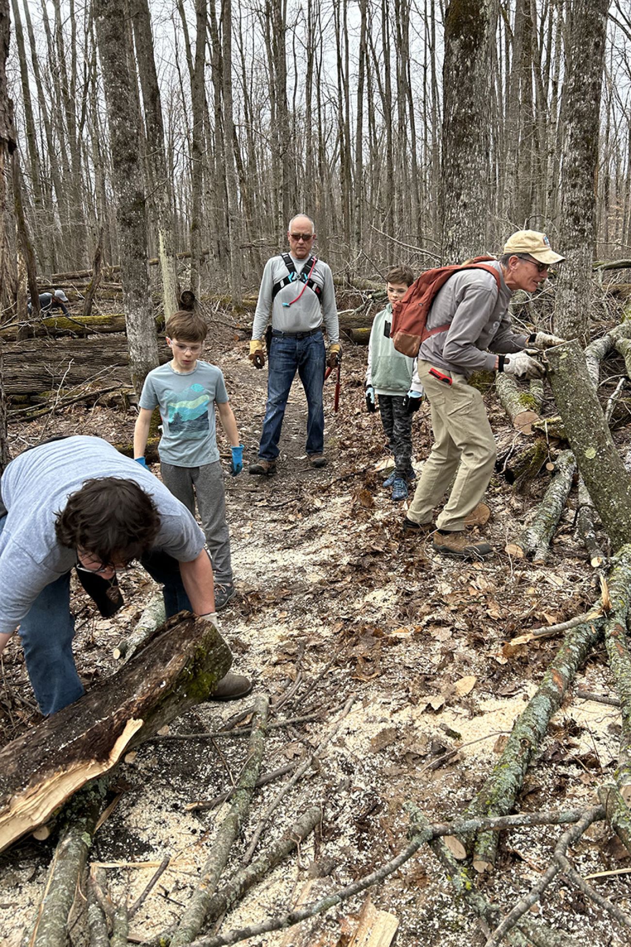 Volunteers pickup a bike trail in Michigan.