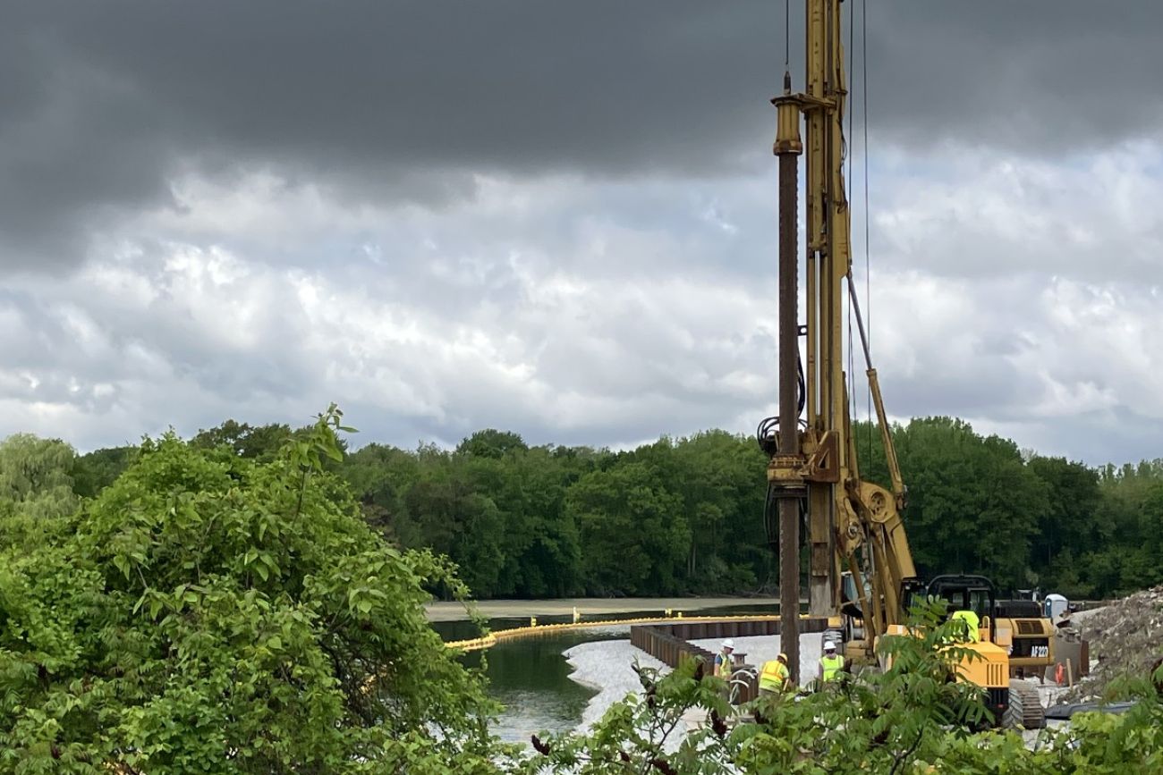 Crane in front of a river