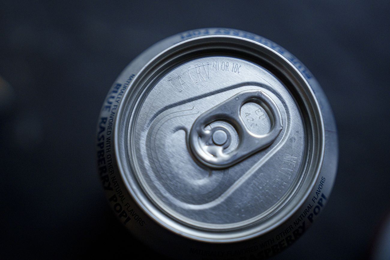 A bird's eye view of a pop can.