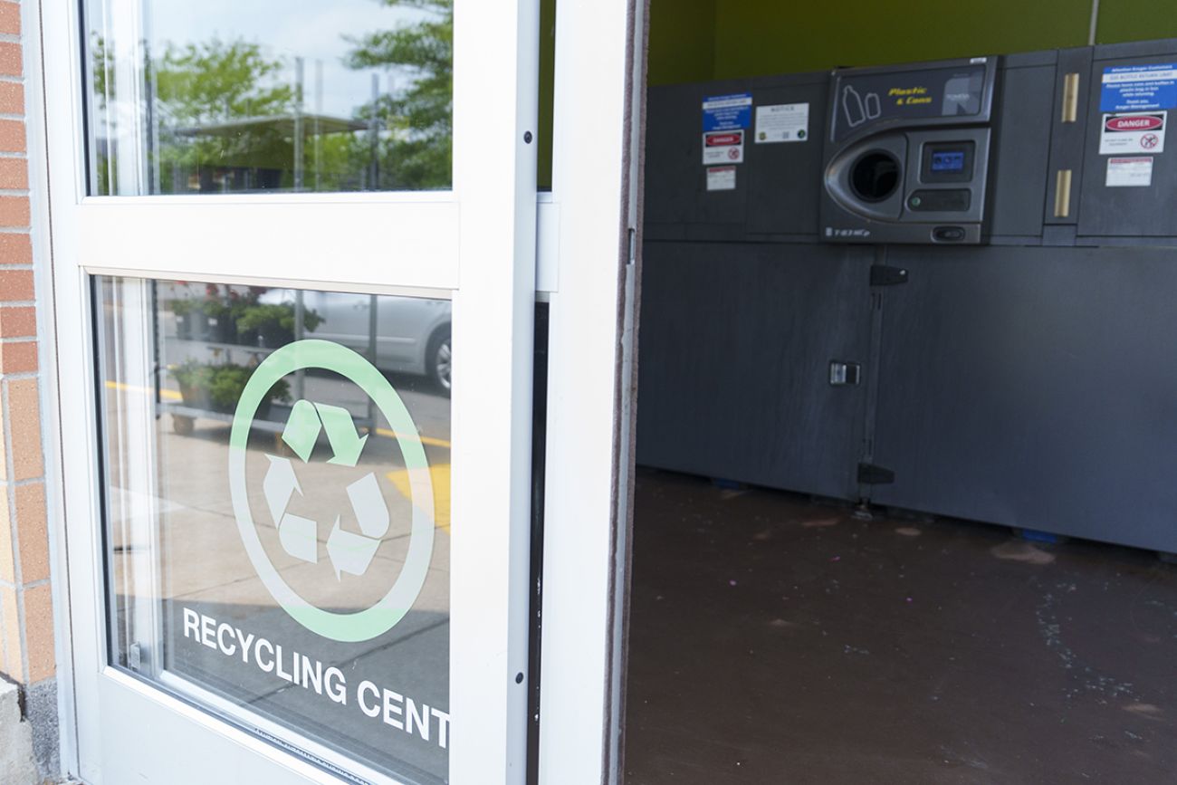 Door at a recycling center.