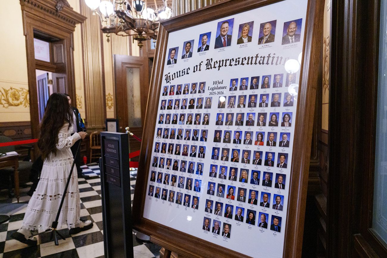A framed picture of all the members of the Michigan House.