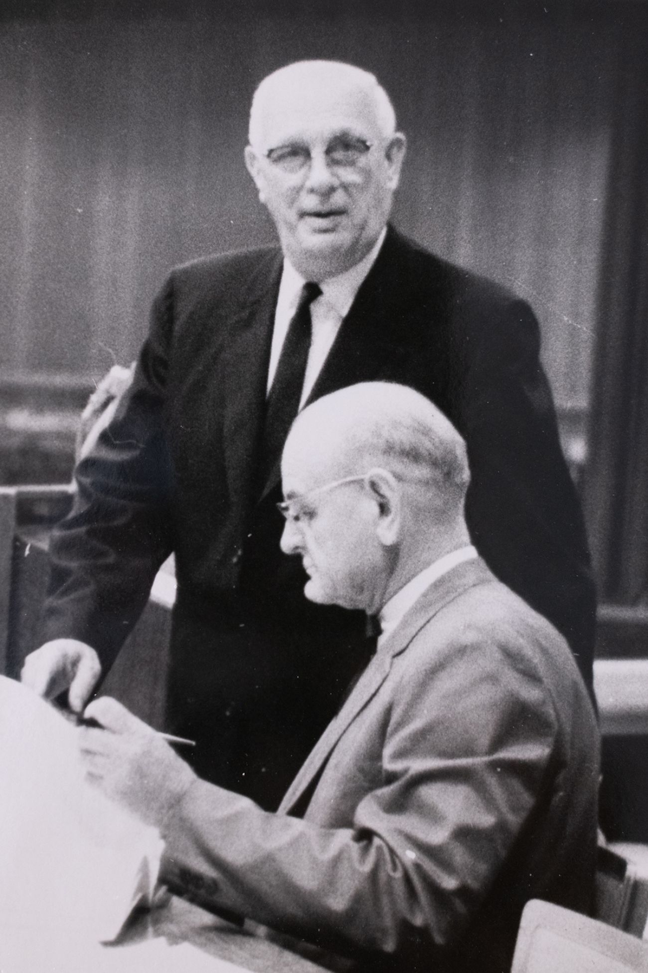 Stephen Nisbet and Fred Chase next to each other. The photo is black-and-white.