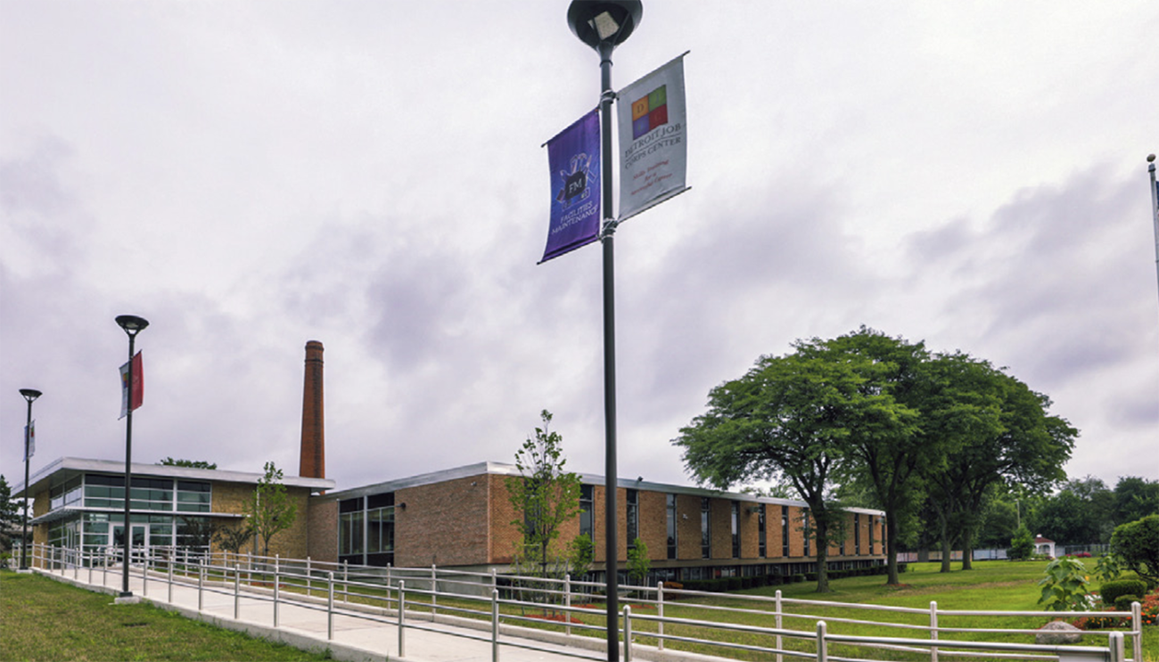 Outside view of the Detroit’s Job Corps campus.